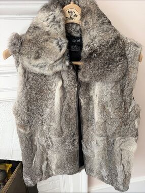 Surell Silver-Gray Rabbit Fur Zip Vest